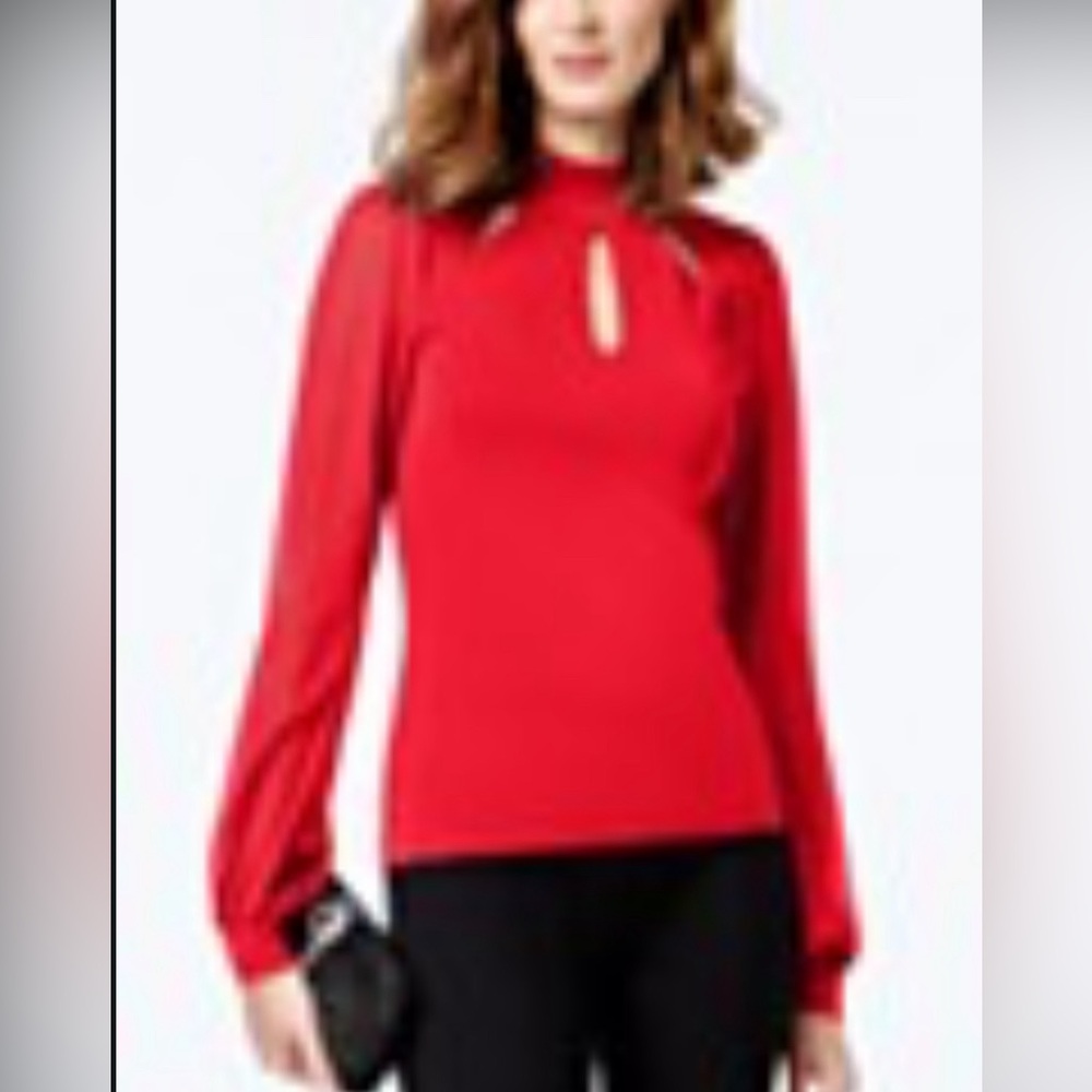 INC Mock-Neck Cutout Sheer-Sleeve Sweater, Created for Macy's